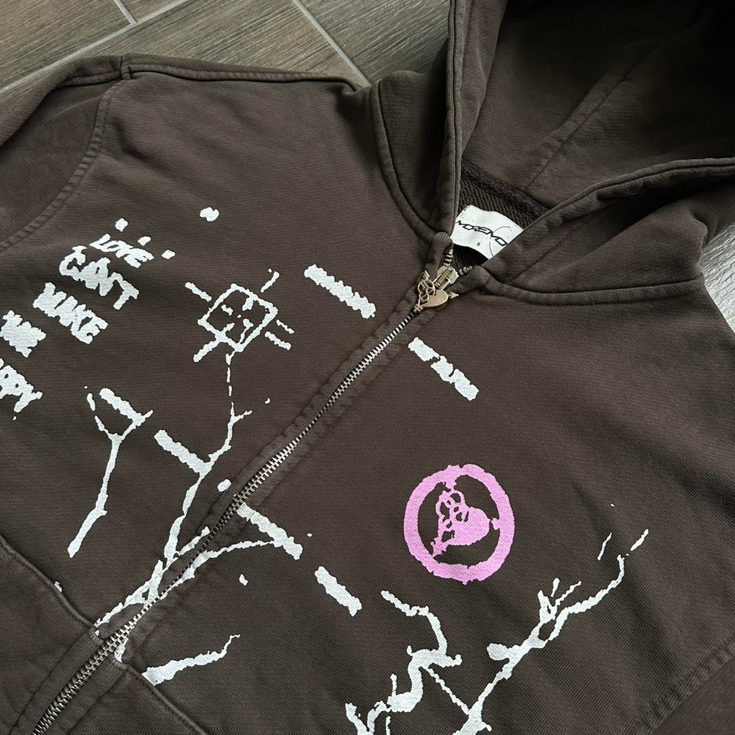 Y2k brown zip baggy hoodie