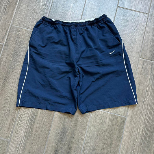 Nike navy blue shorts with white stripe