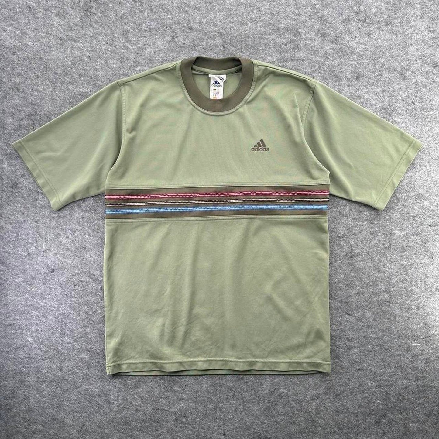 Adidas green striped tee with