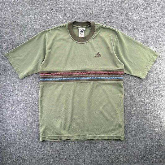 Adidas green striped tee with