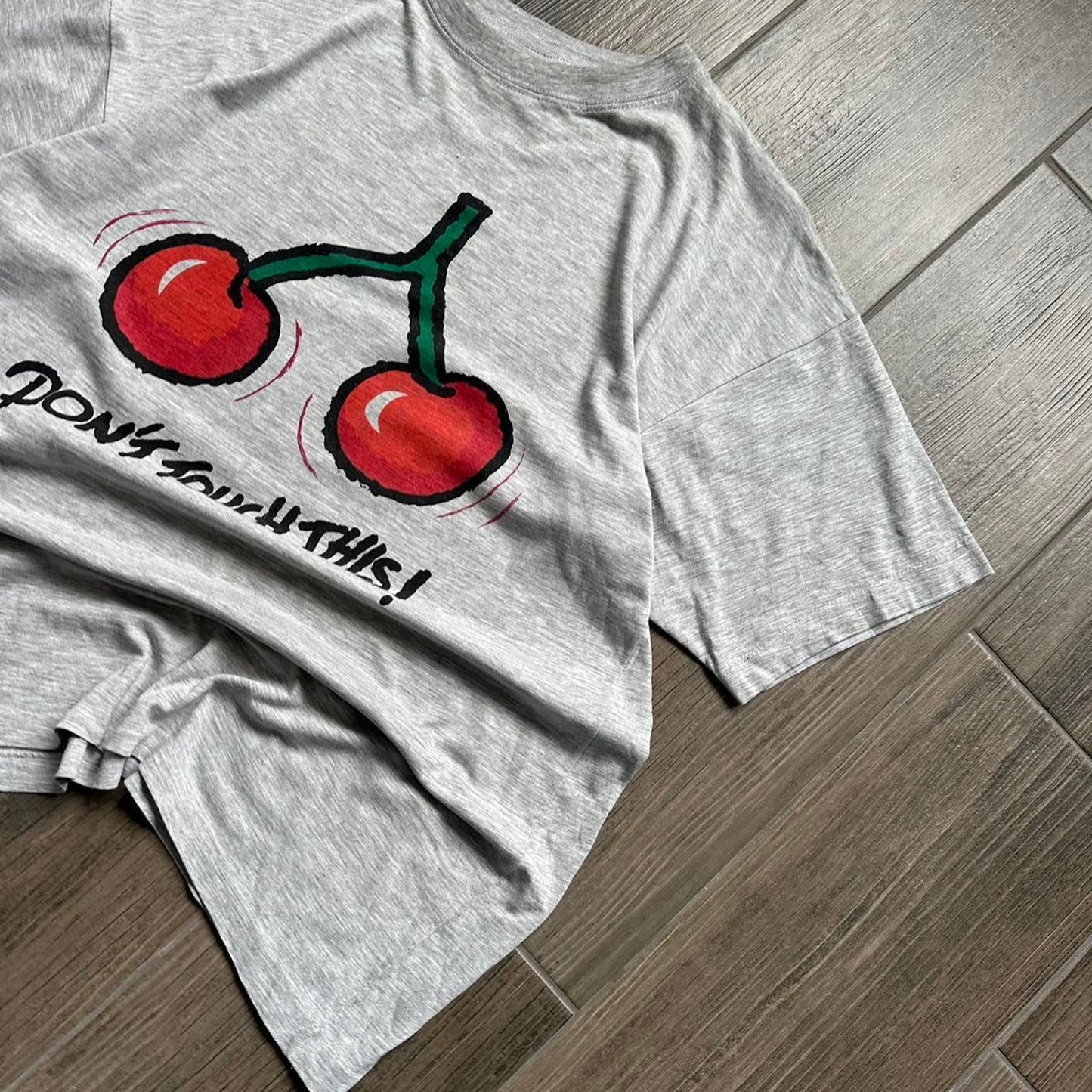 Y2k Cherry boobs grey baggy tee