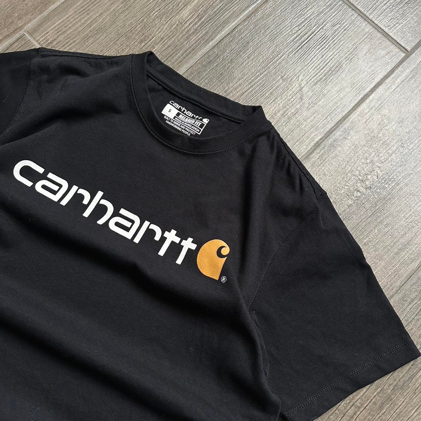 Carhartt black t-shirt with white logo