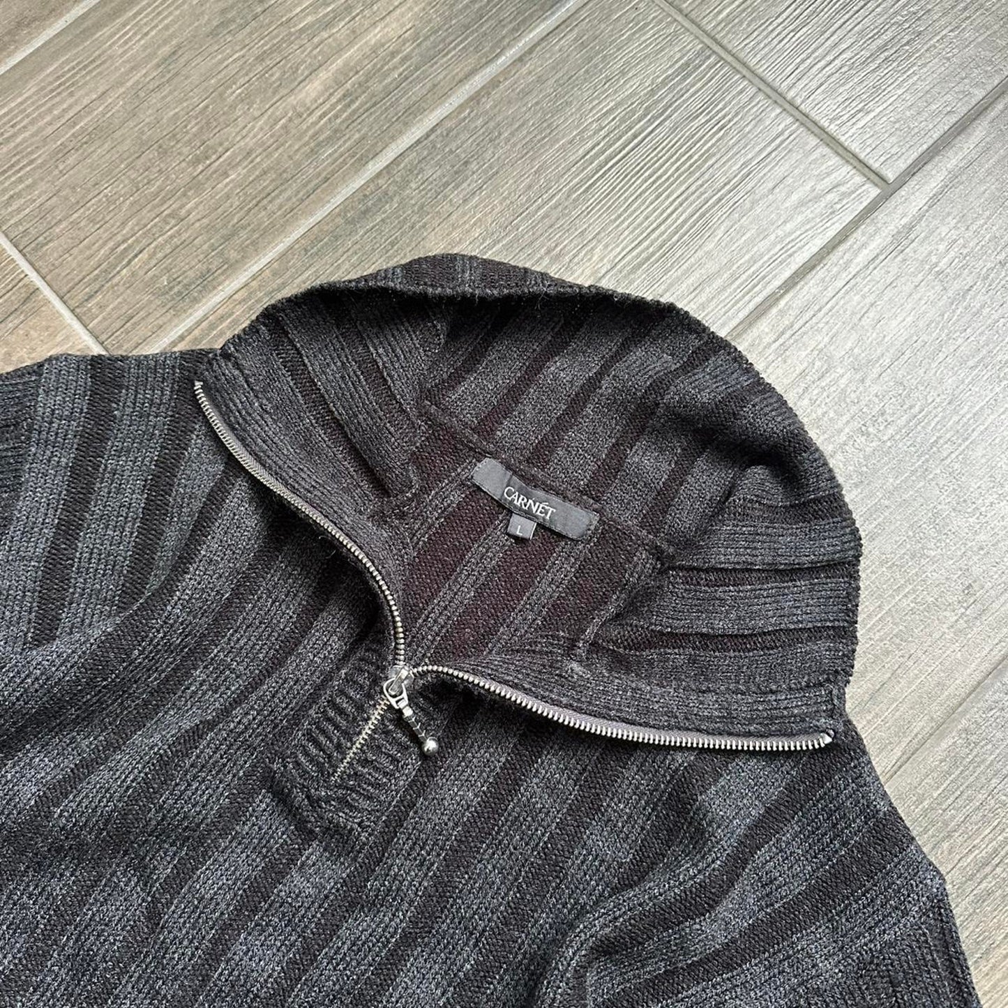 Black ribbed zip vintage sweater