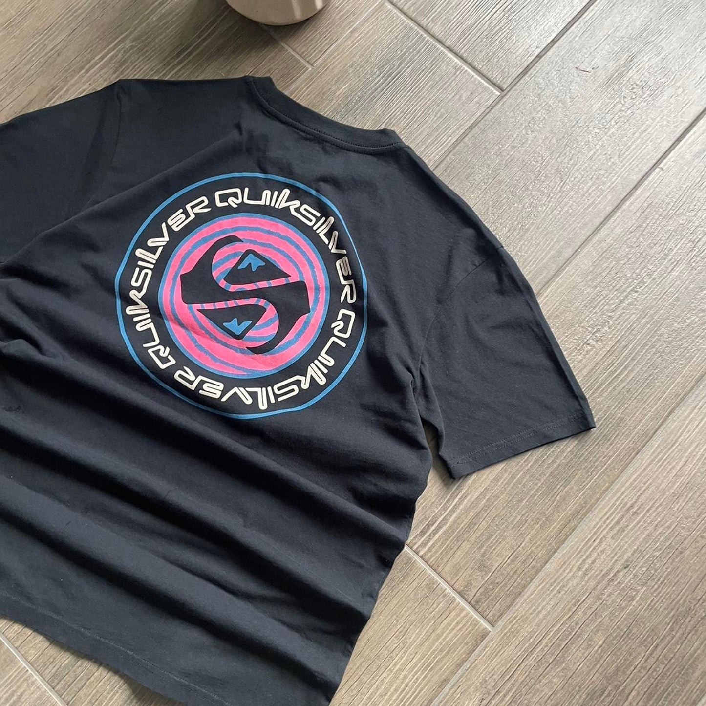 Quiksilver black big logo surf cotton t-shirt M