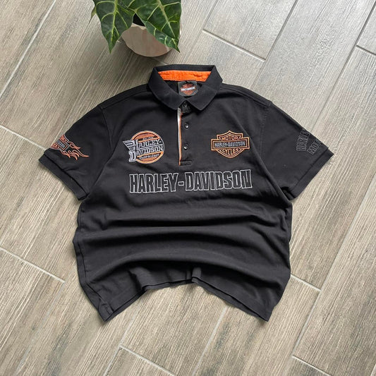 Harley Davidson y2k moto polo tee