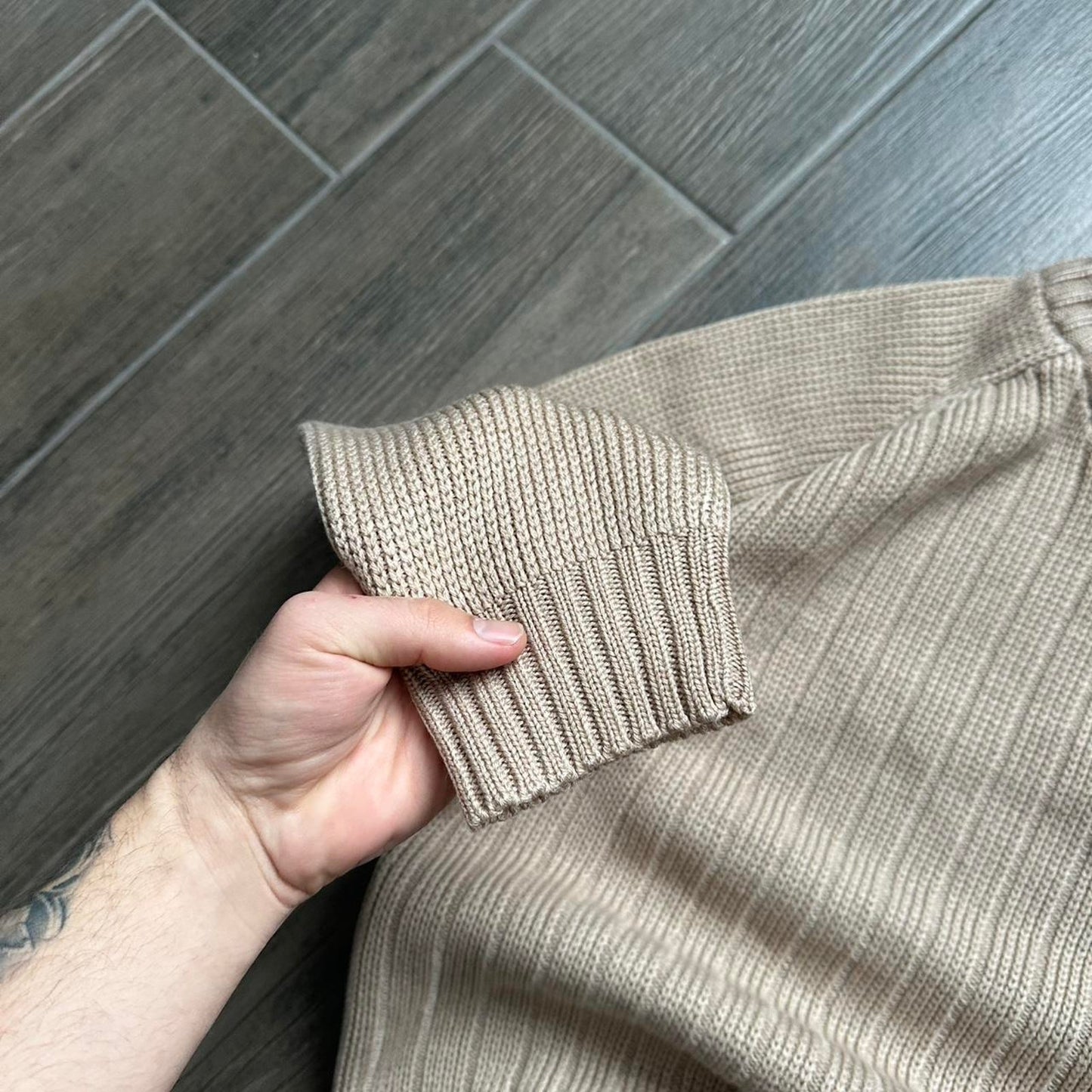 Tan oversized knit sweater