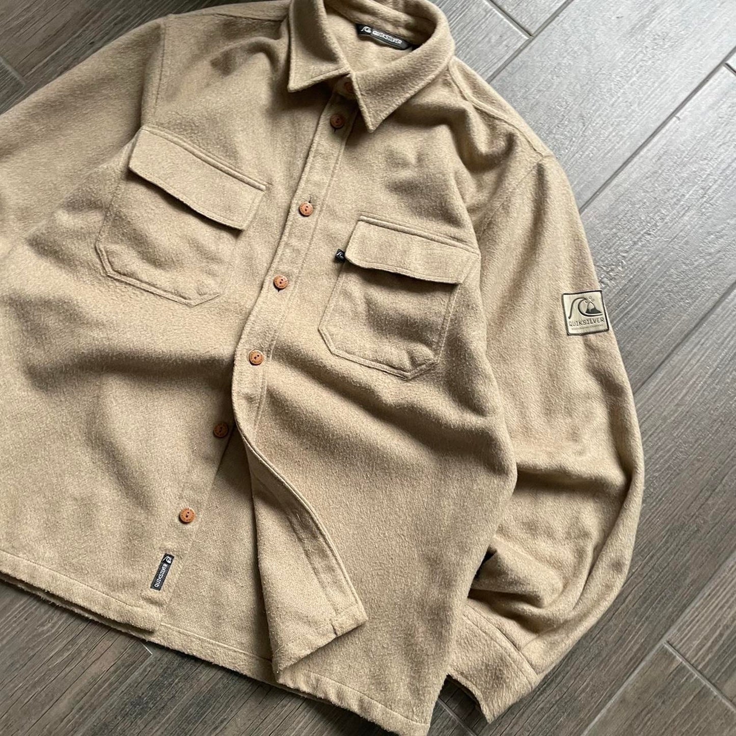Quiksilver y2k beige wool surf M-L overshirt jacket