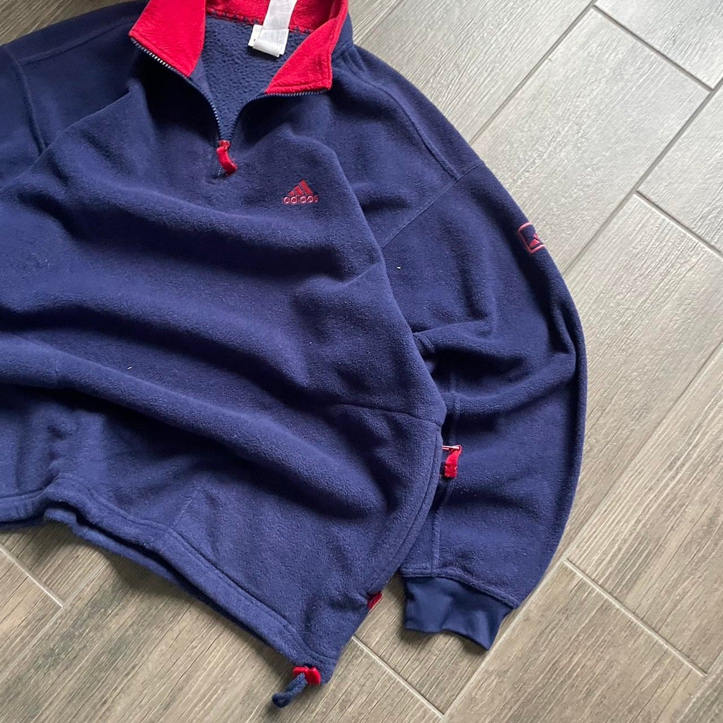 Adidas y2k navy baggy fleece jumper