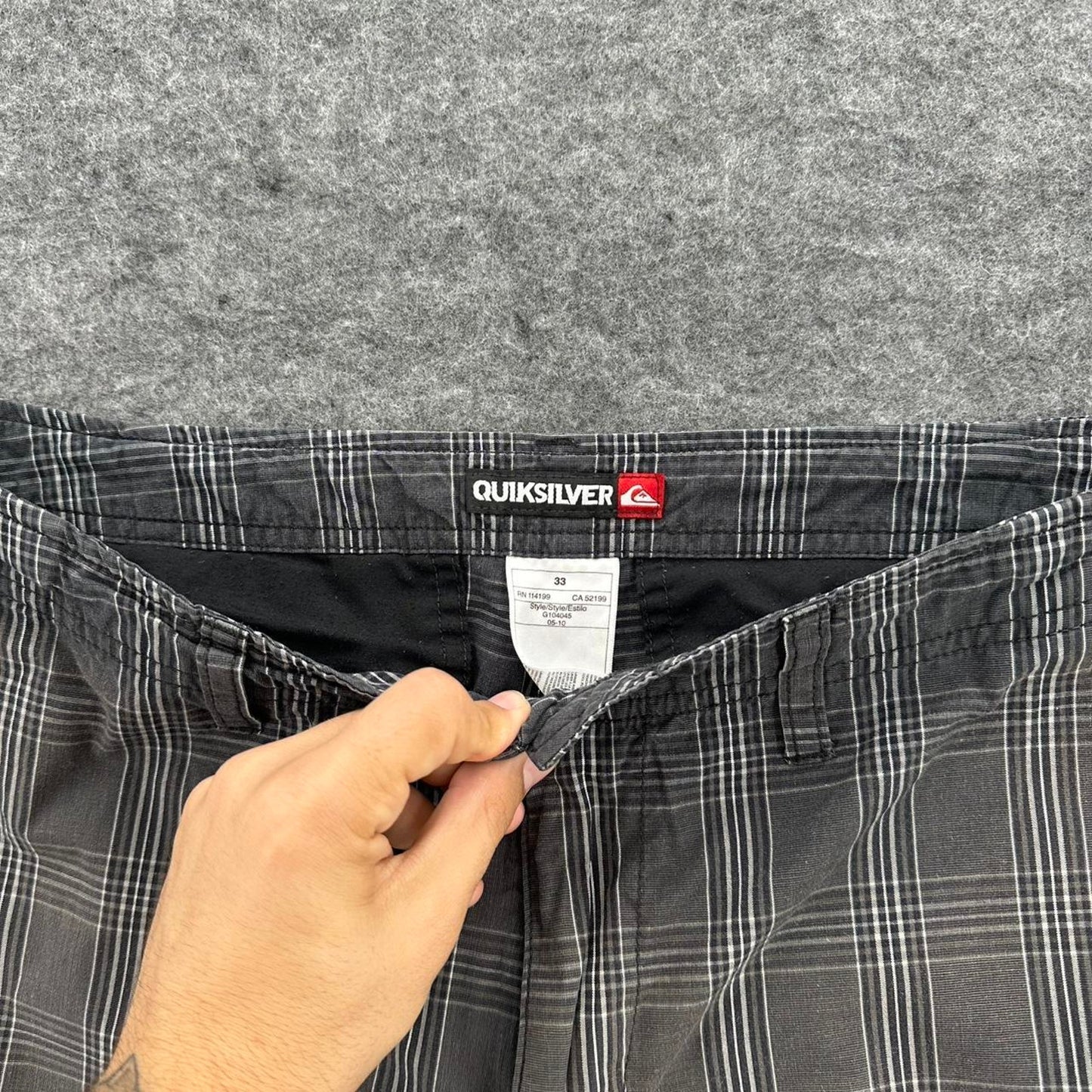 Quiksilver grey plaid shorts