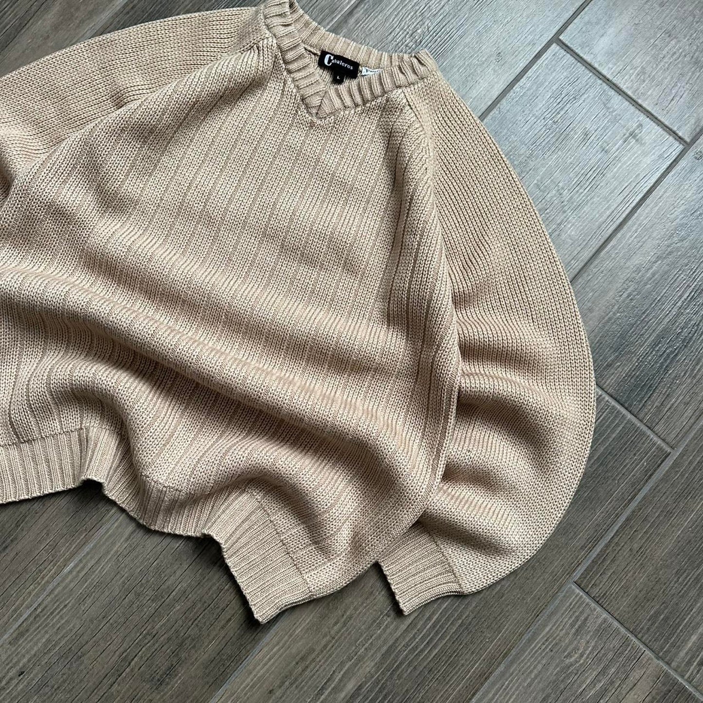 Tan oversized knit sweater