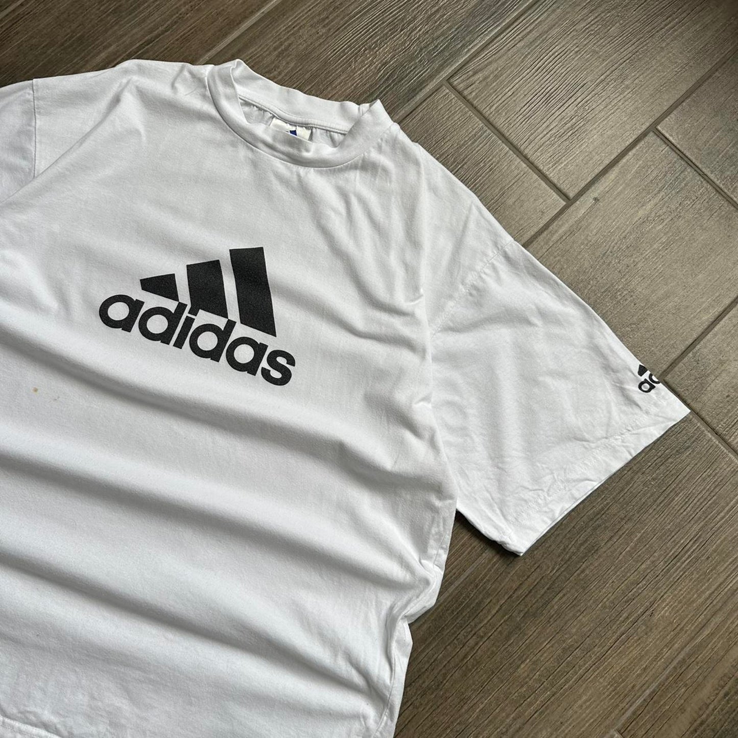 Adidas white cotton t shirt with