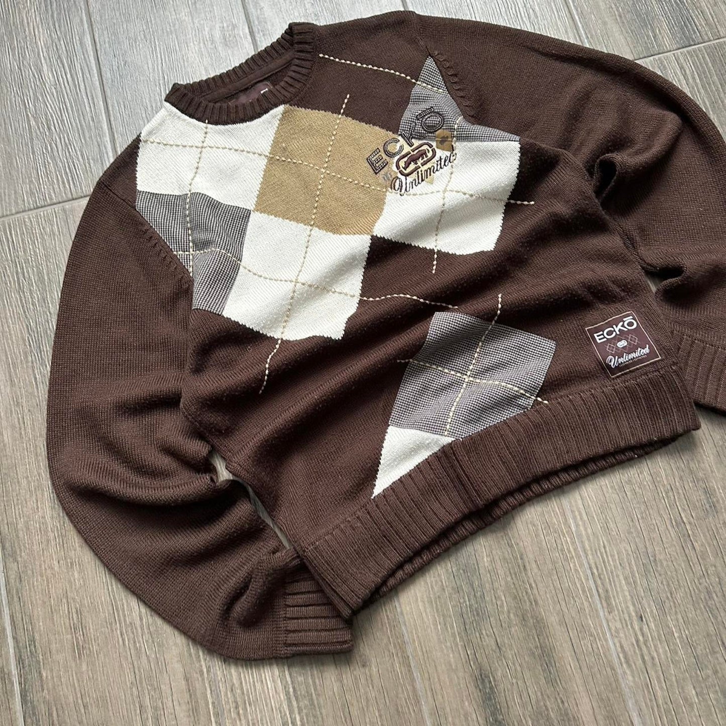 Ecko Unltd brown argyle sweater