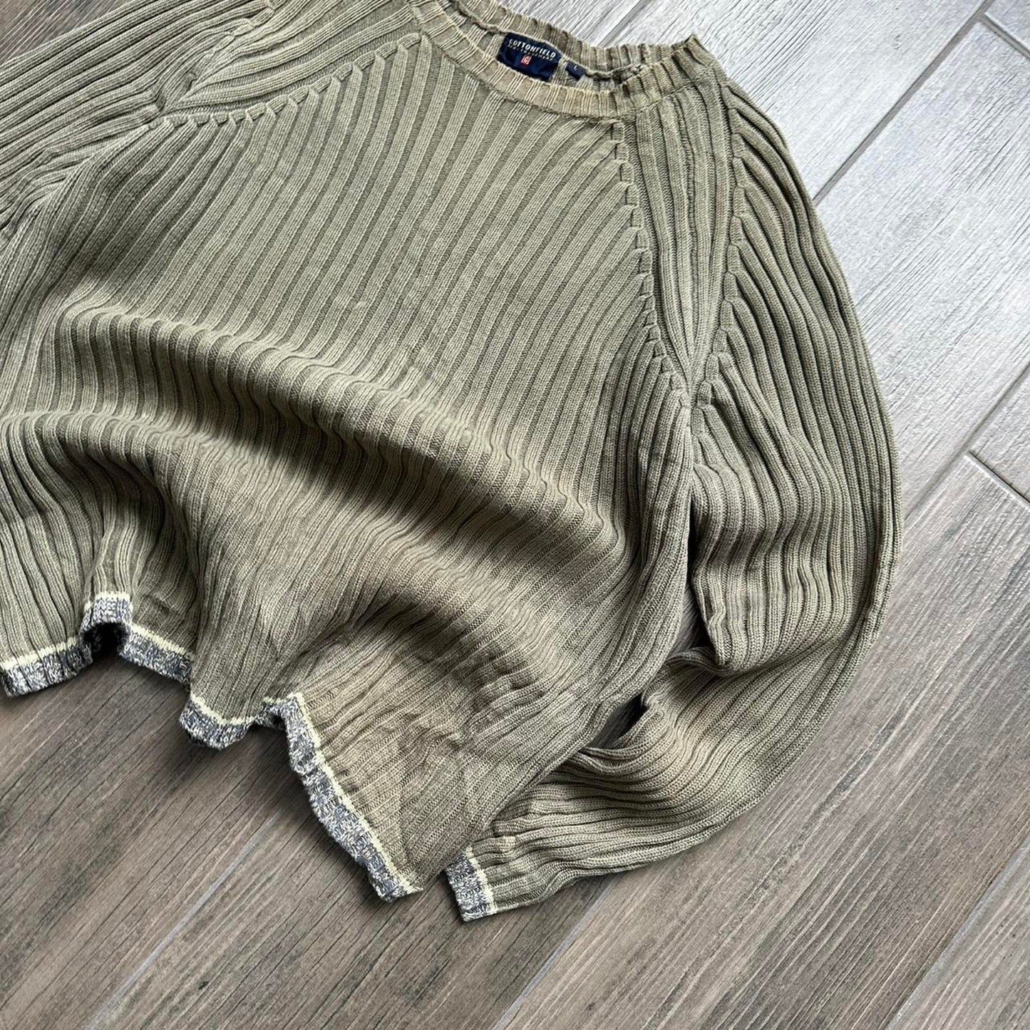 Cottonfield khaki cable knit sweater