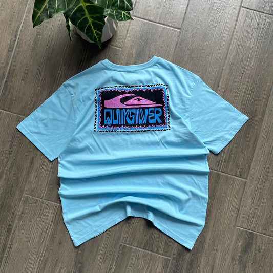 Quiksilver blue big logo surf cotton t-shirt M