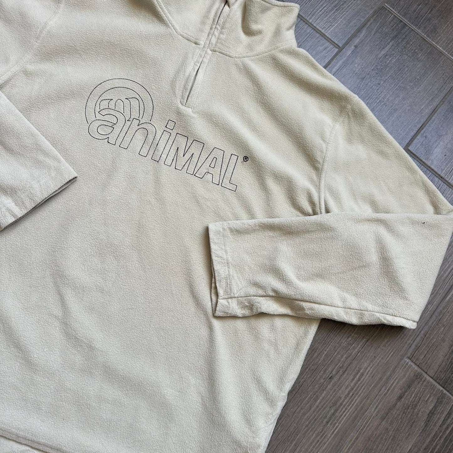 Animal cream quarter zip fleece
