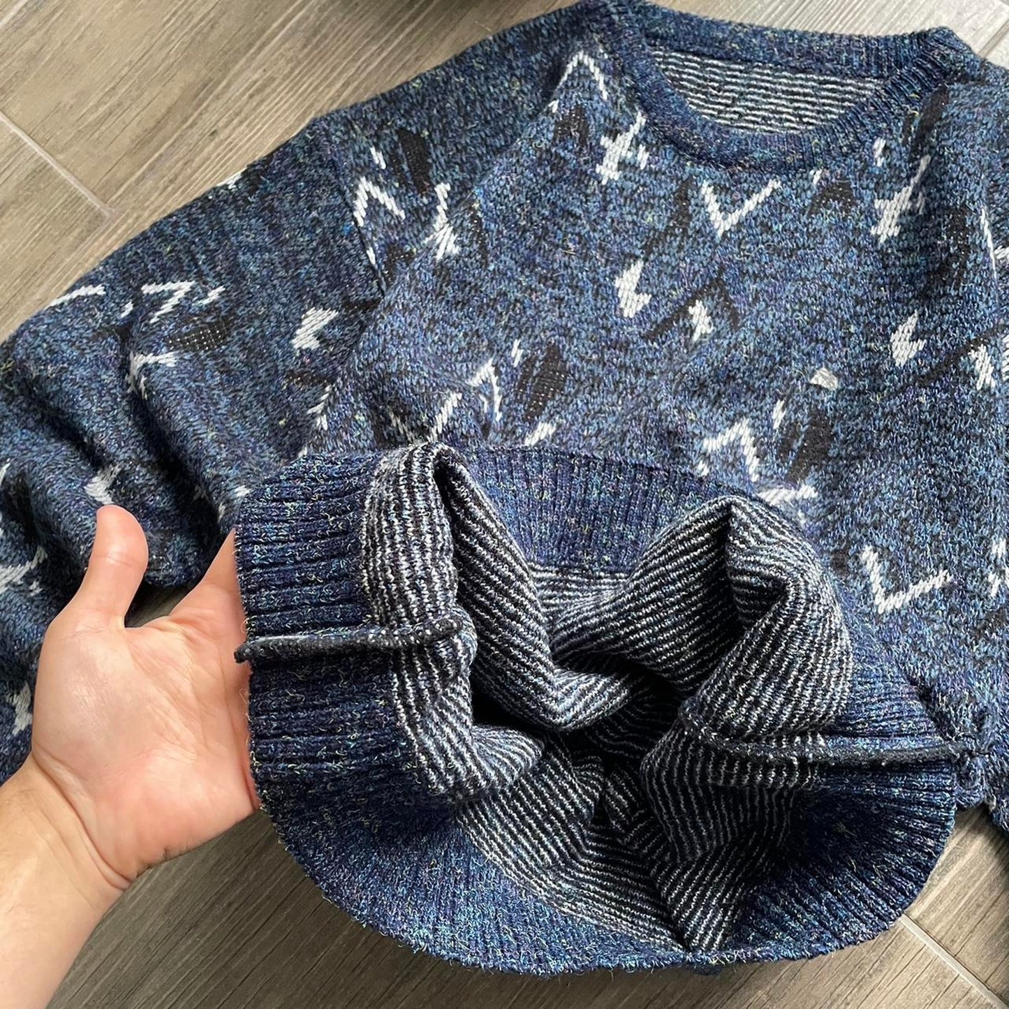 Y2k blue vintage made in UK XL jumper