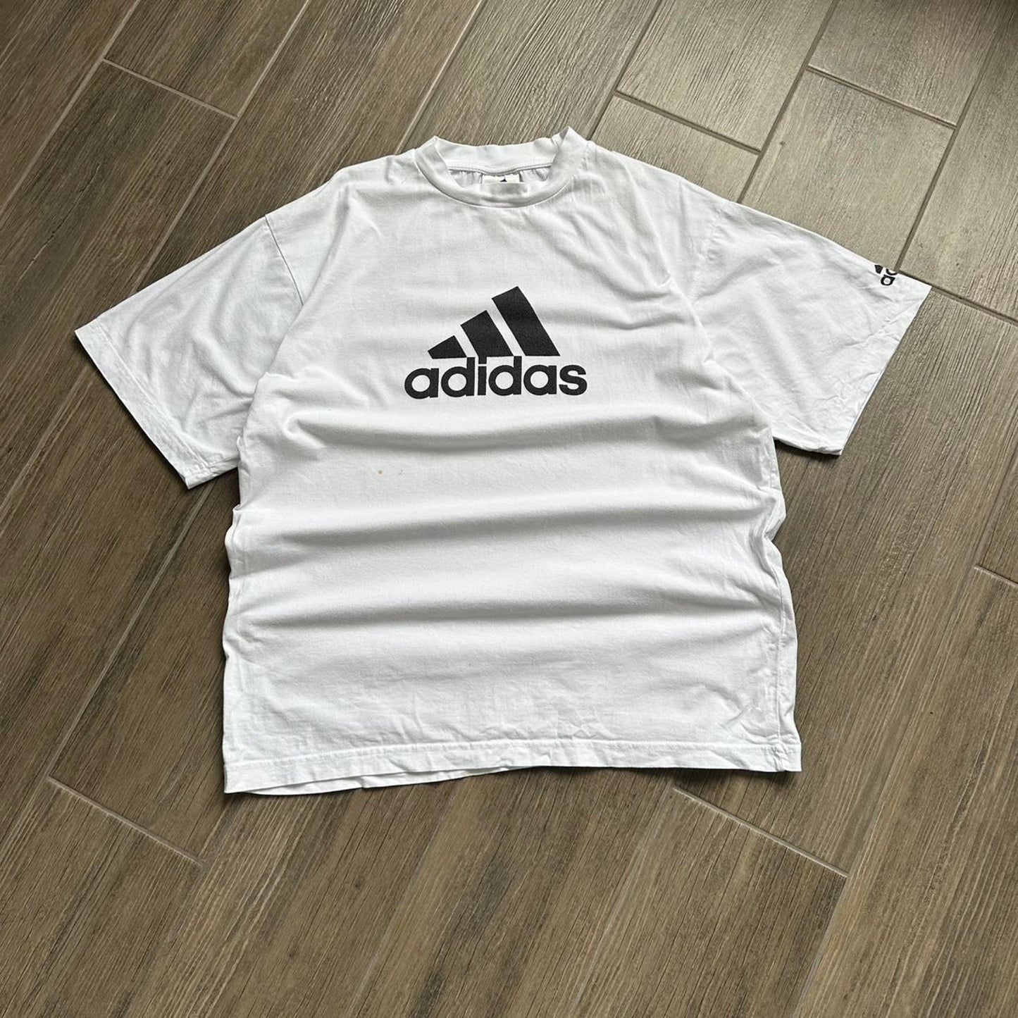 Adidas white cotton t shirt with