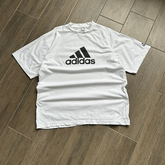 Adidas white cotton t shirt with
