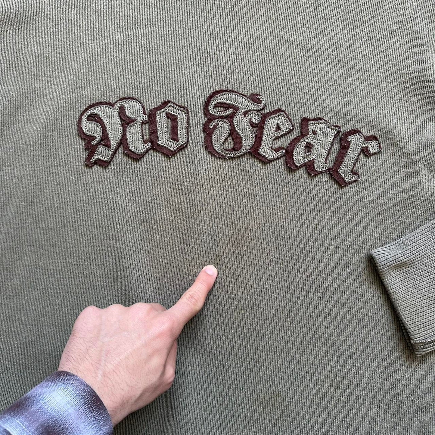 No fear khaki green crewneck