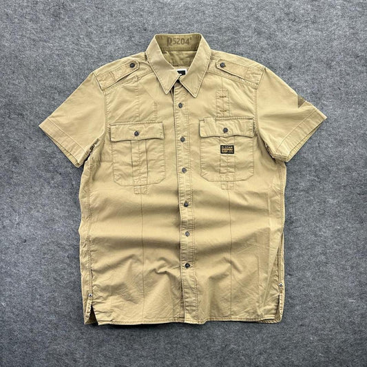 G-Star RAW Tan & Cream Button-Up Shirt