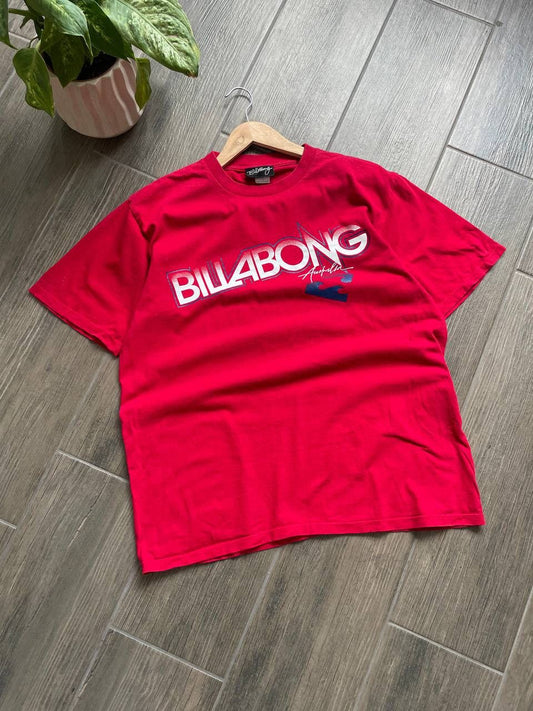 Billabong red y2k surf t-shirt