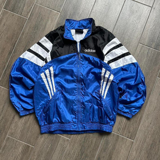 Adidas nylon y2k blue baggy jacket