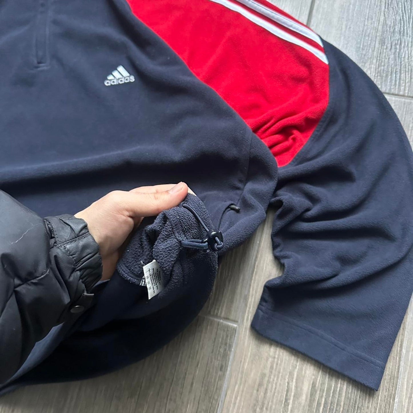 Adidas y2k zip warm fleece navy red