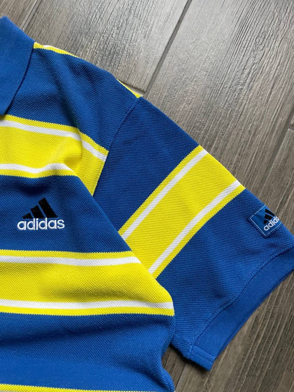 Adidas 90s vintage blue and yellow polo shirt