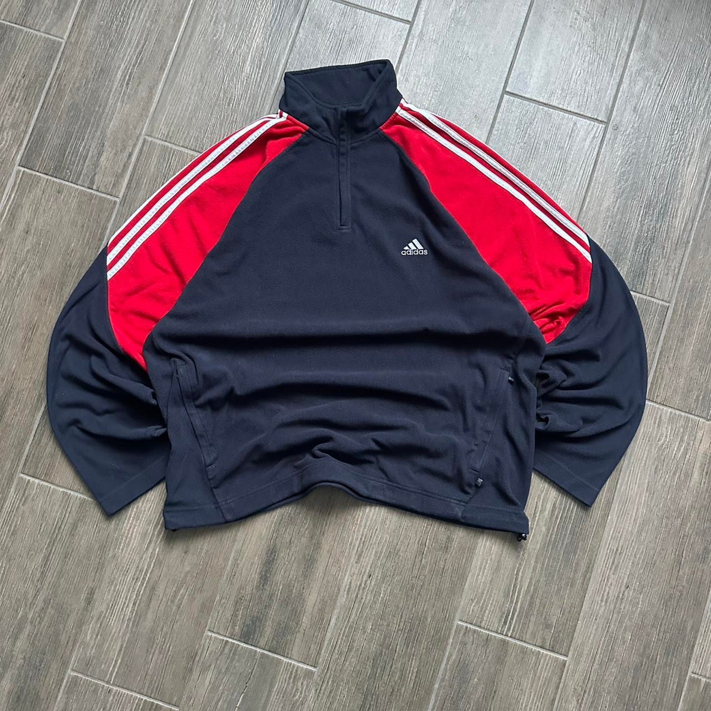 Adidas y2k zip warm fleece navy red