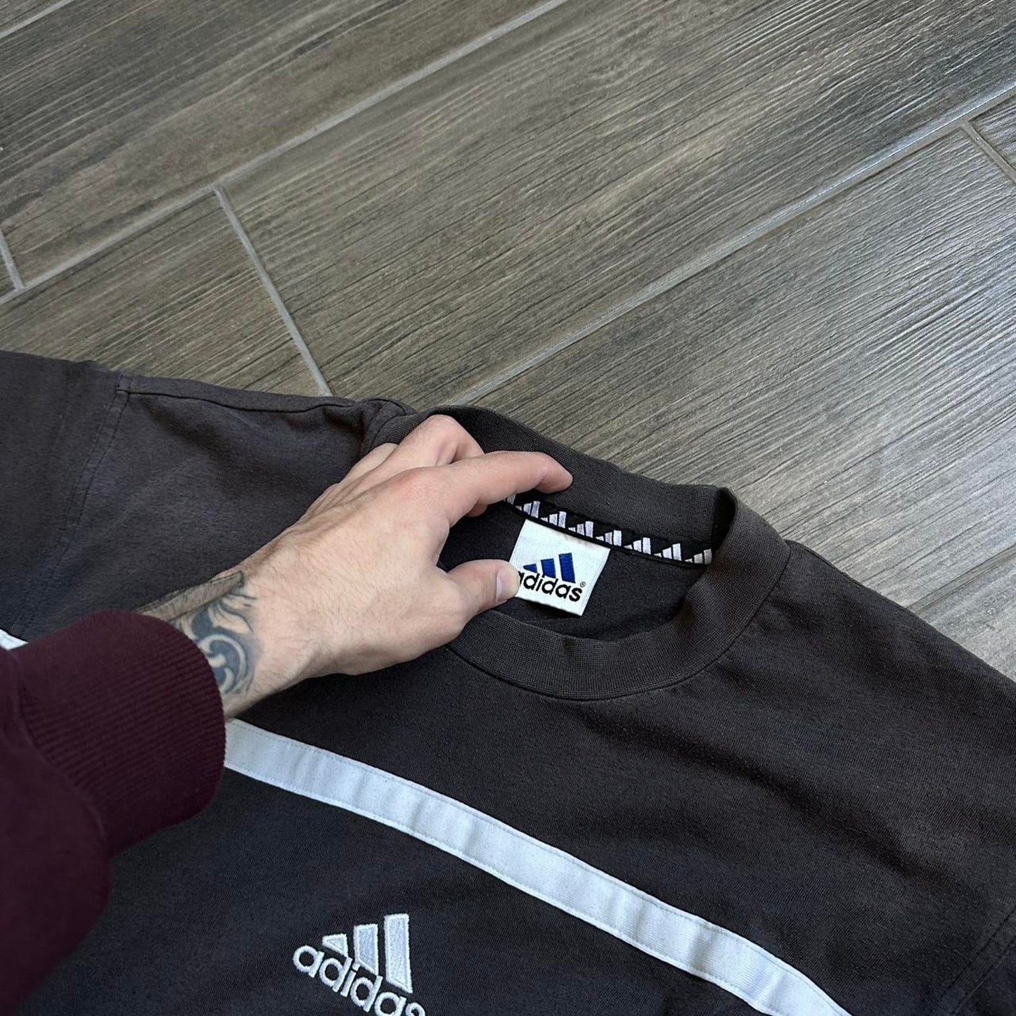 Adidas black and white striped tee