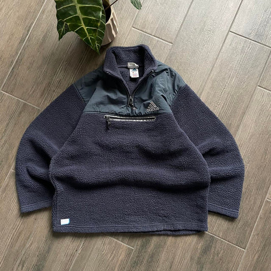 Adidas baggy winter teddy navy fleece streetwear M jumper