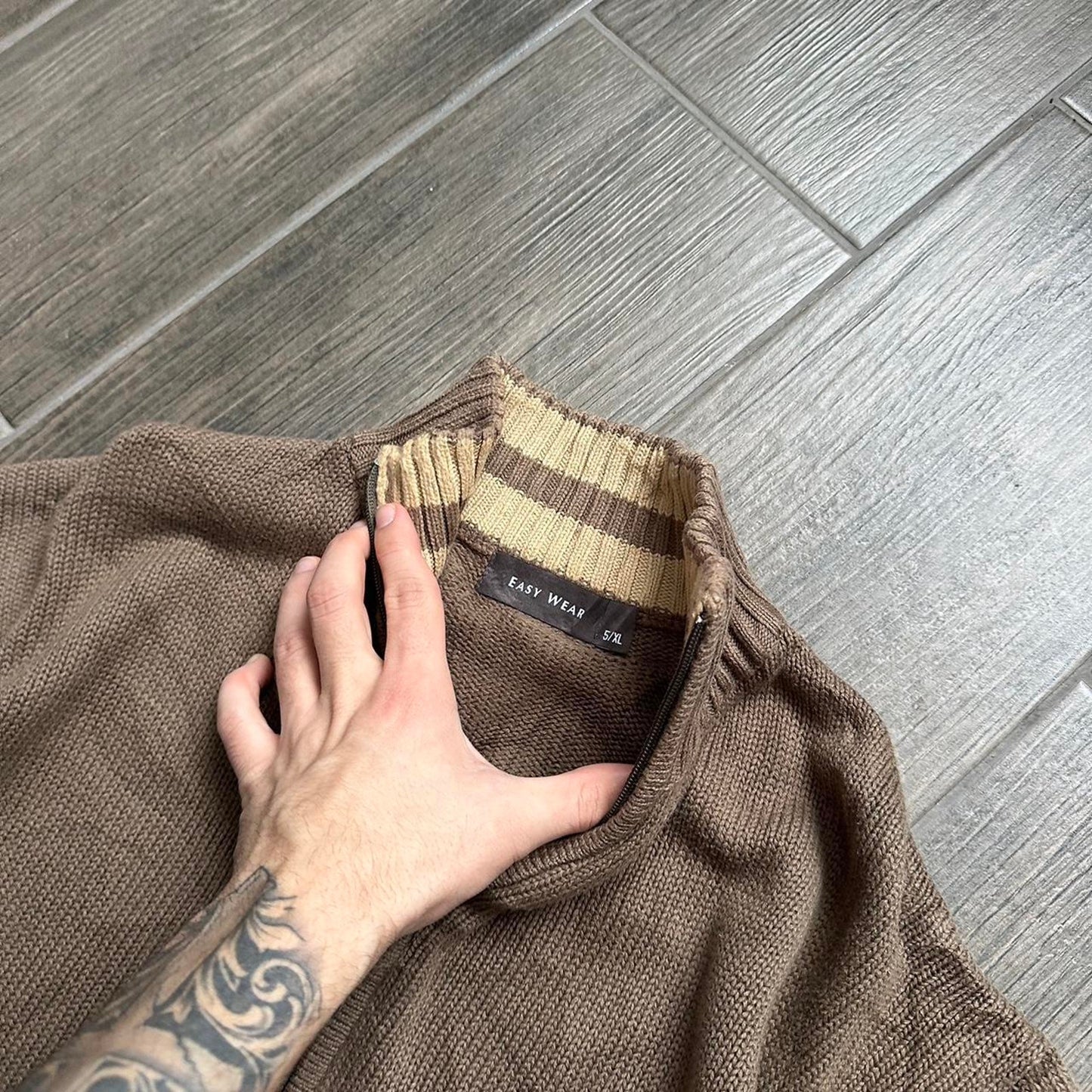 Y2k Japanese style knitted zip XL jumper