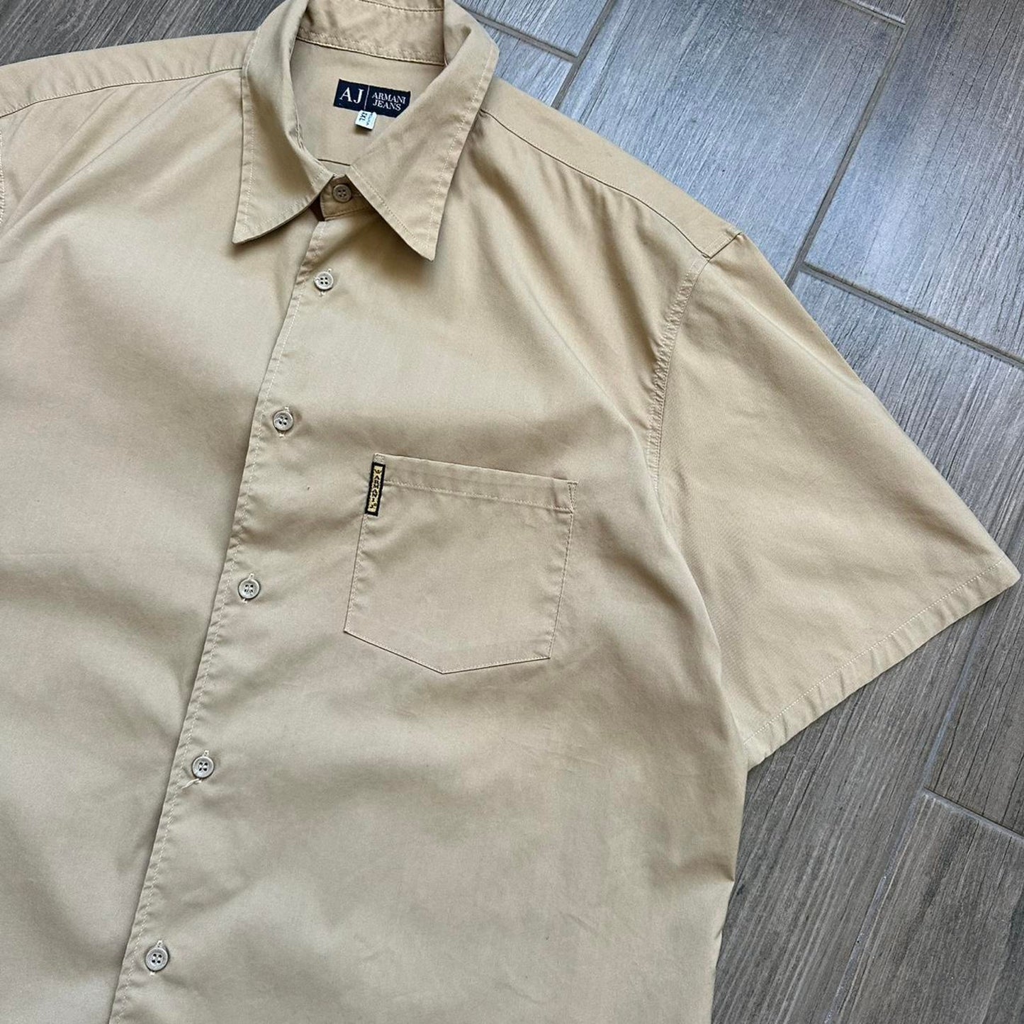 Armani Jeans tan button up shirt