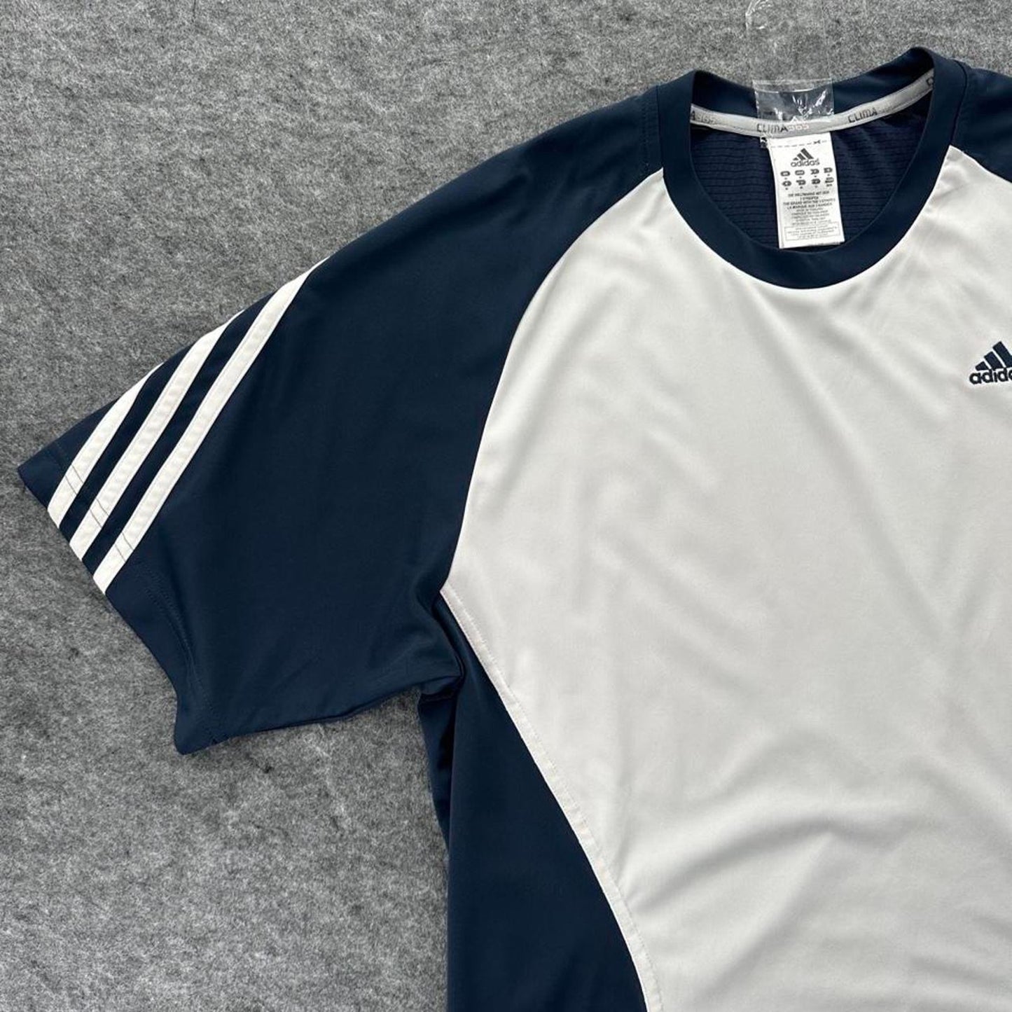 Adidas white and navy blue