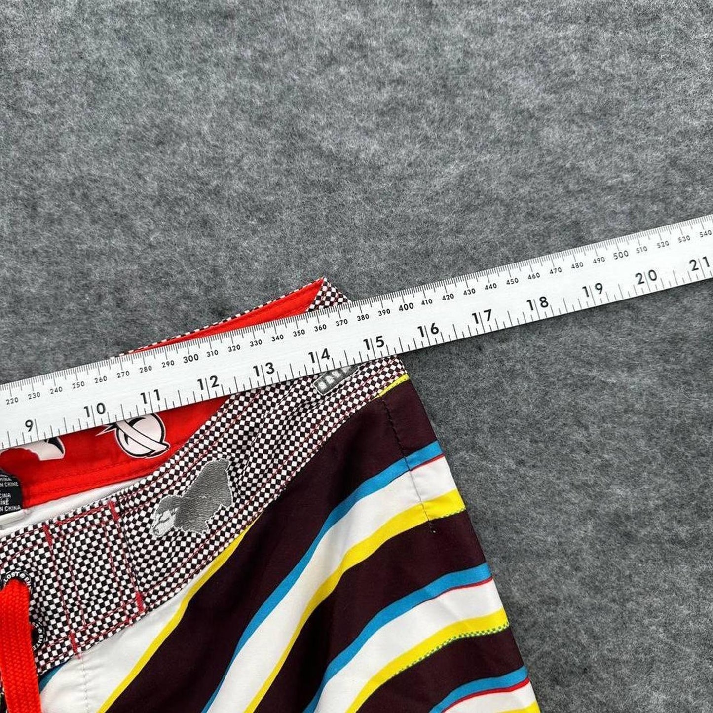 Y2k board shorts with multicolored