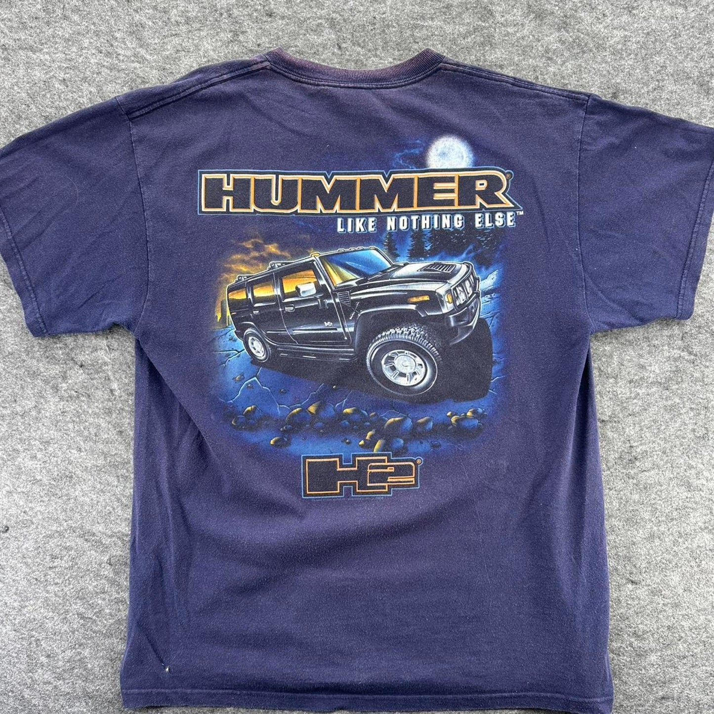 Y2k hummer graphic tee navy