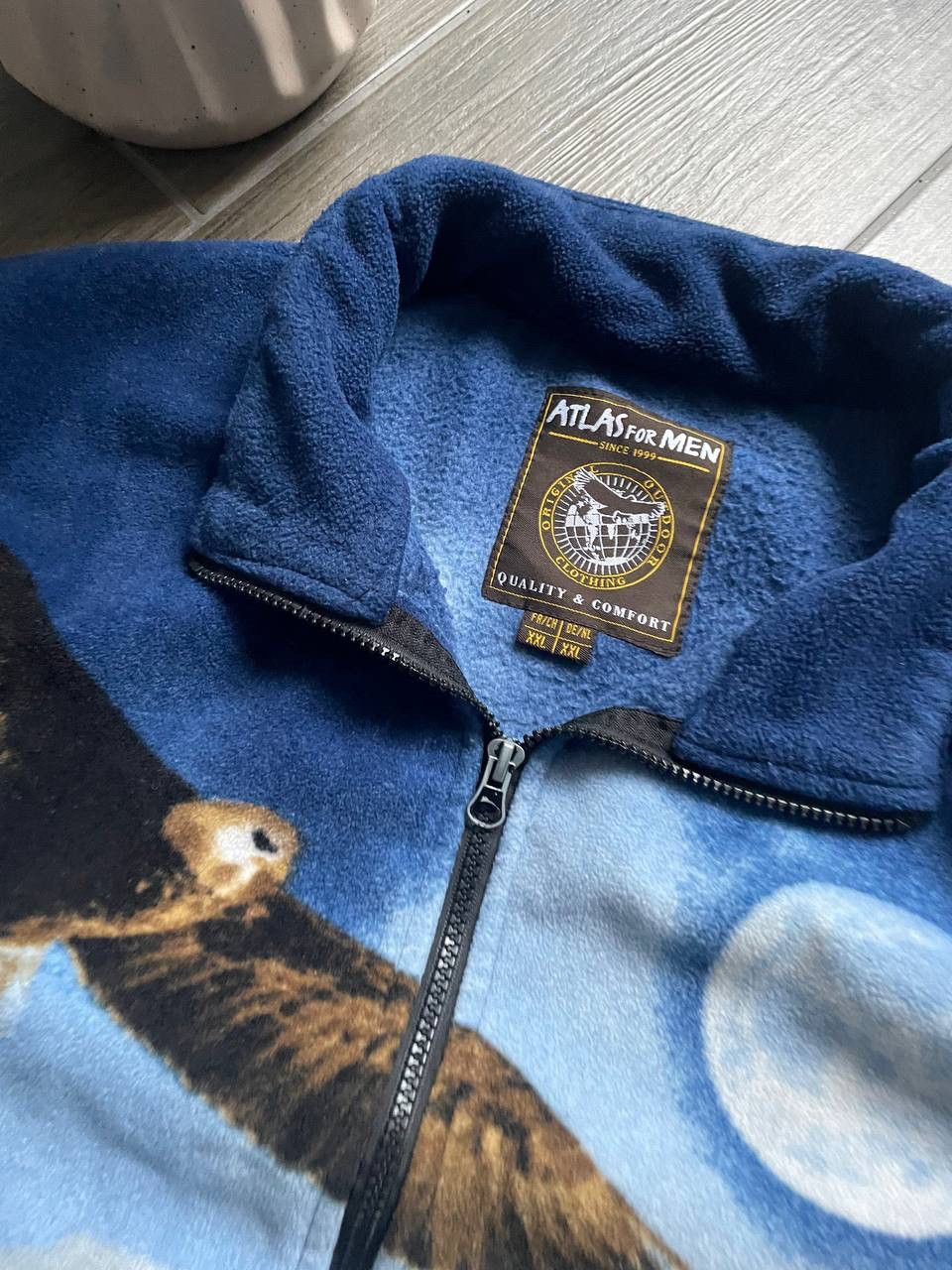 Vintage Eagle print polar winter fleece jumper