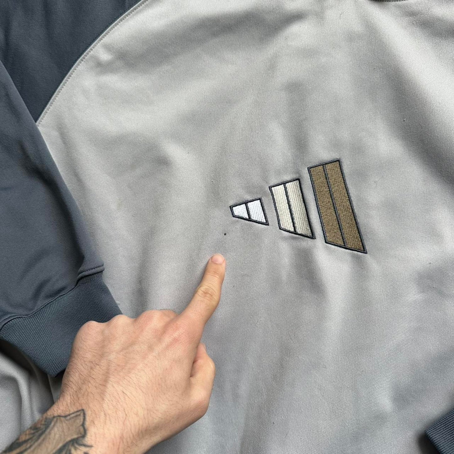Adidas grey and white hoodie