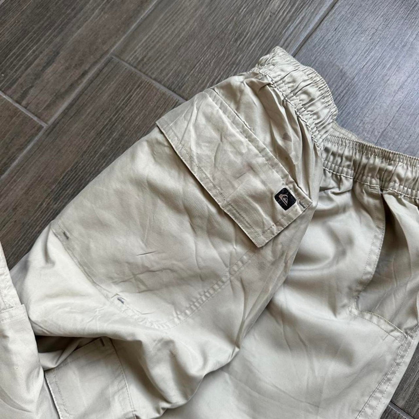 Quiksilver Vintage 90s tan cargo shorts with adjustable waist
