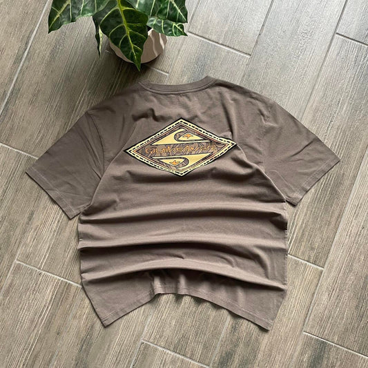 Quiksilver brown big logo surf cotton t-shirt M