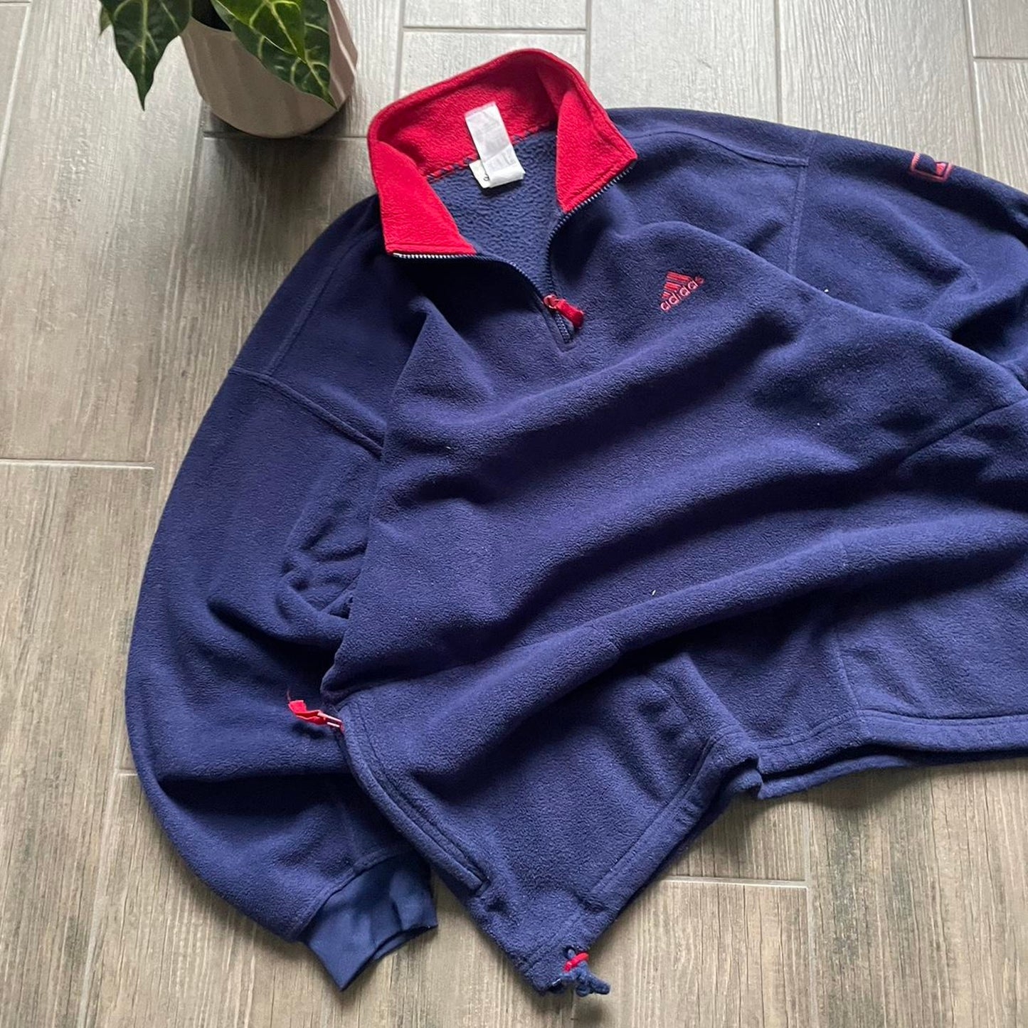 Adidas y2k navy baggy fleece jumper