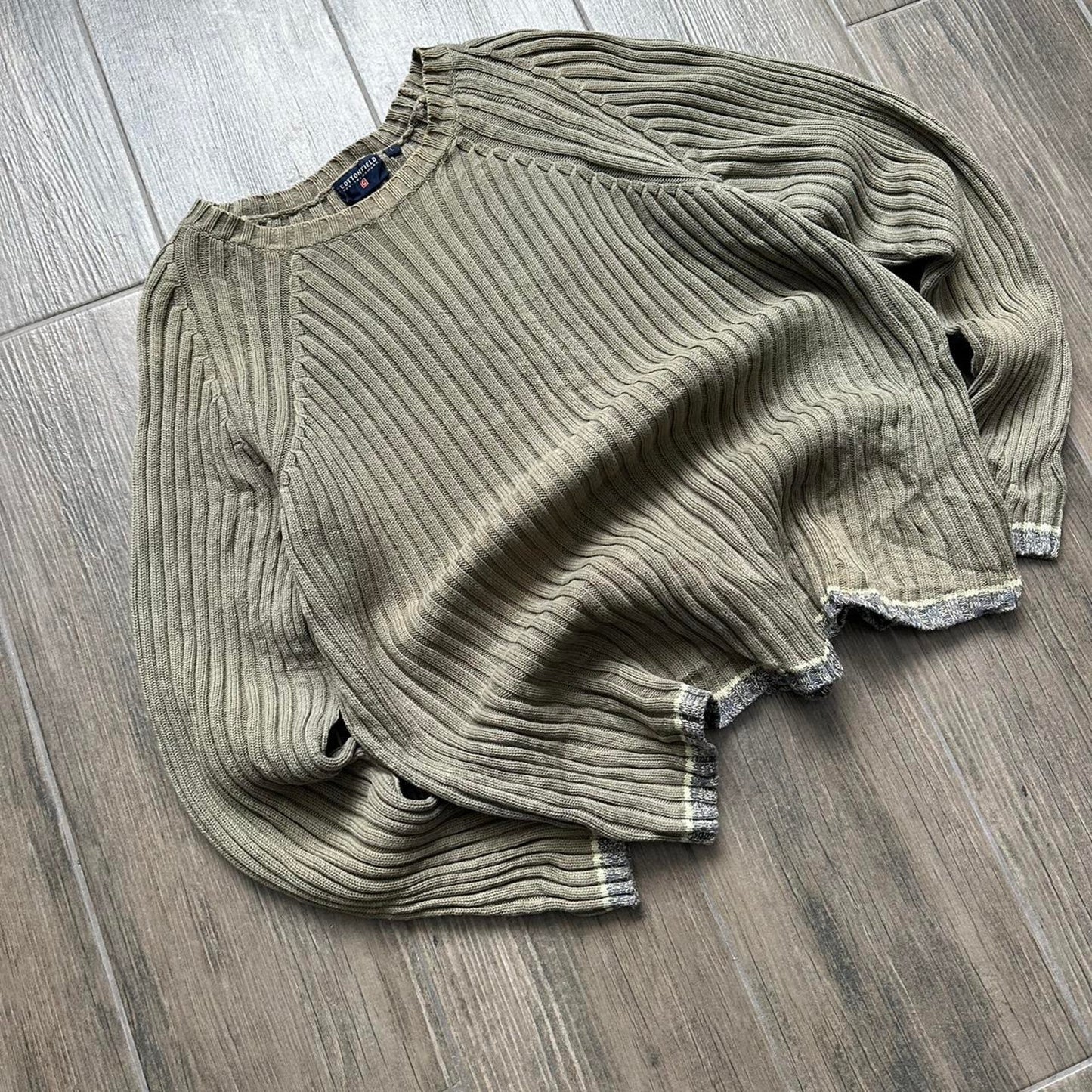 Cottonfield khaki cable knit sweater