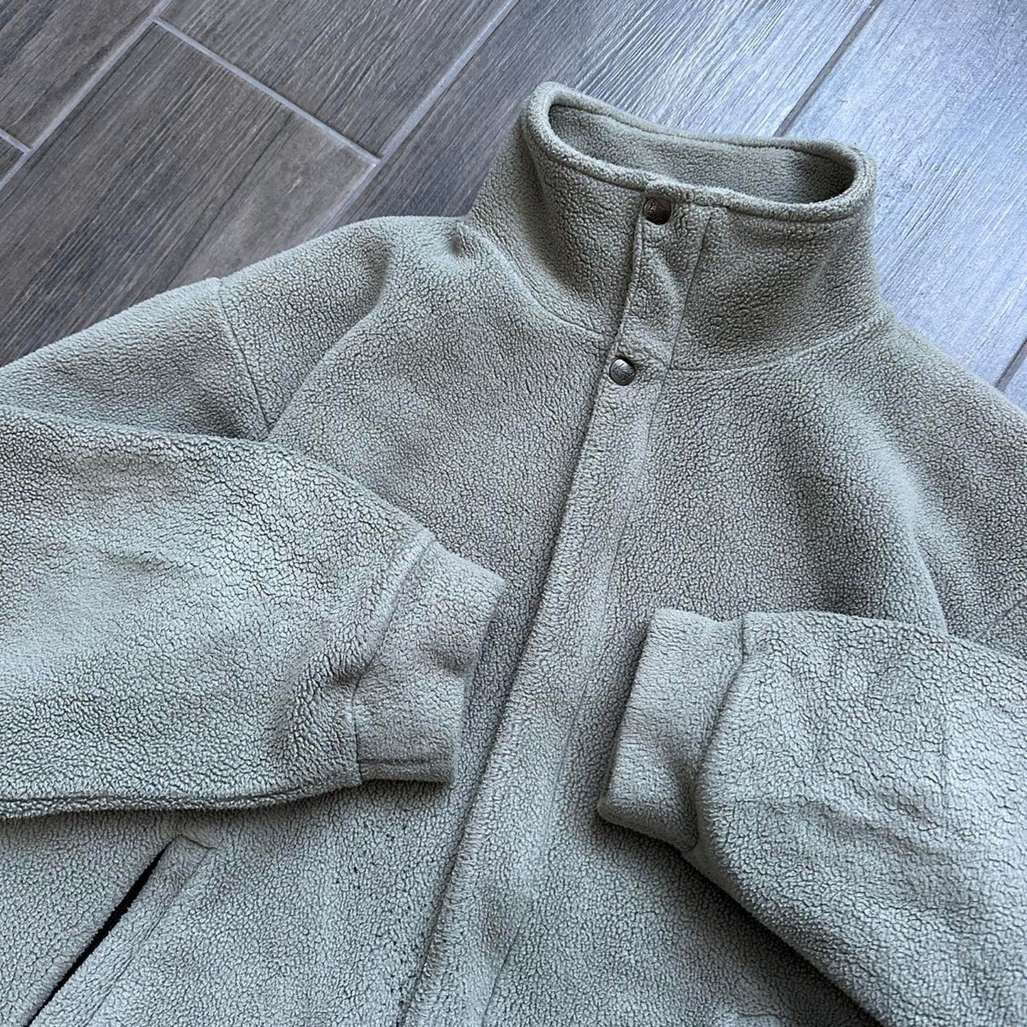 Tan fleece jacket zipper pockets