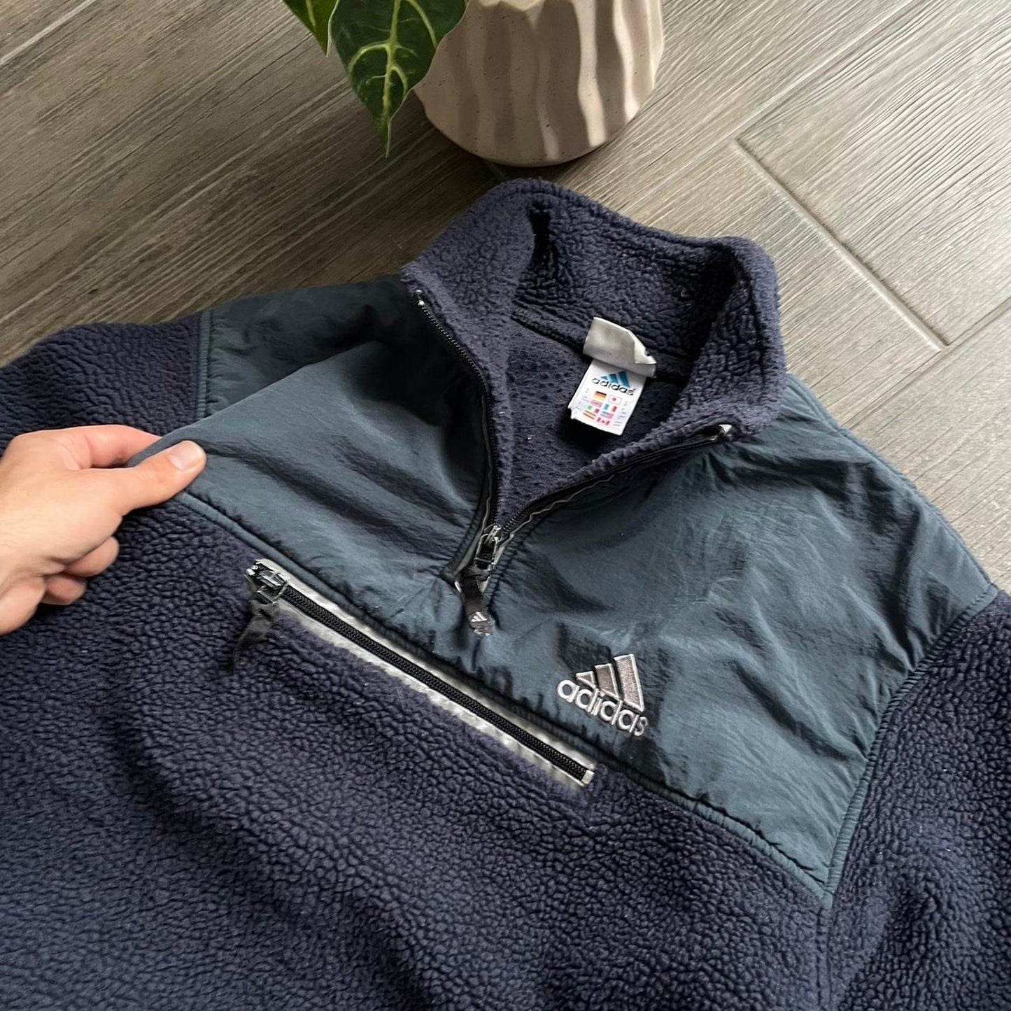 Adidas baggy winter teddy navy fleece streetwear M jumper