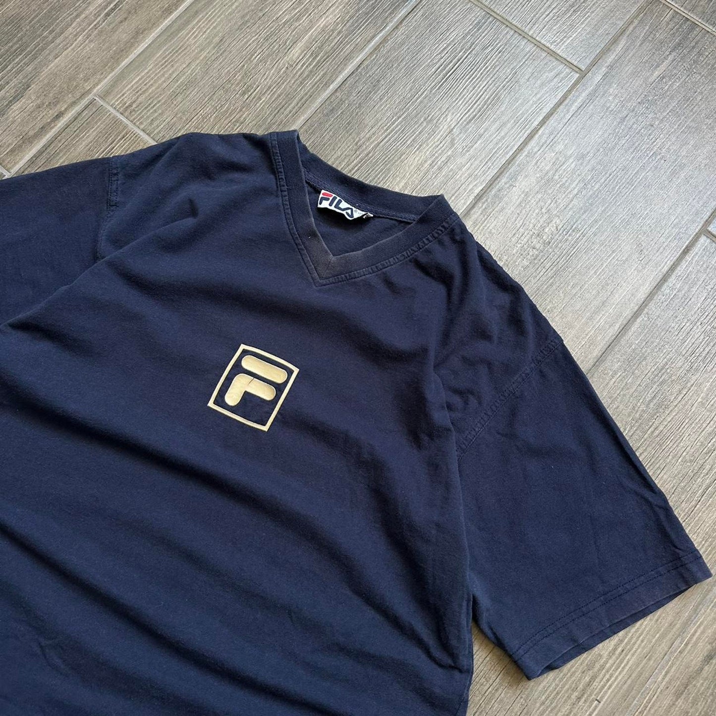 Fila navy blue V-neck t-shirt with embroidered logo