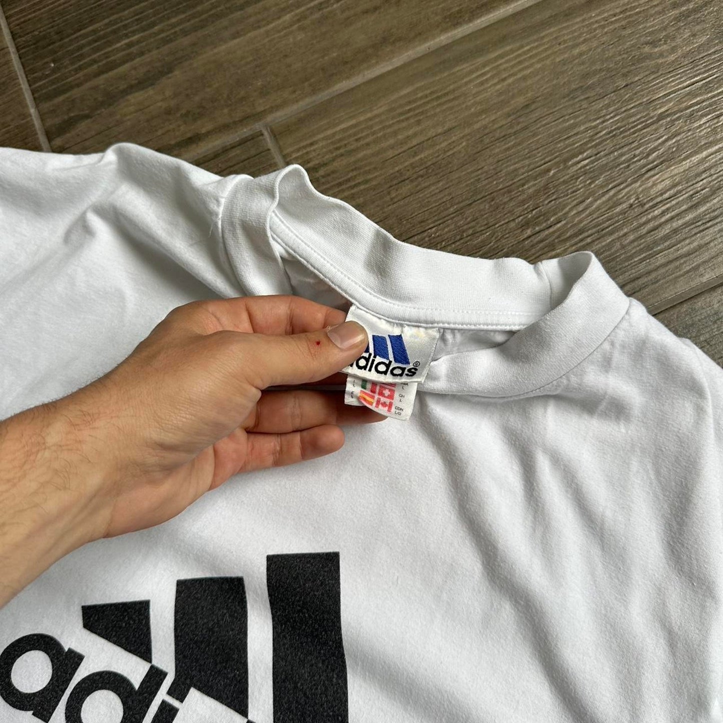 Adidas white cotton t shirt with