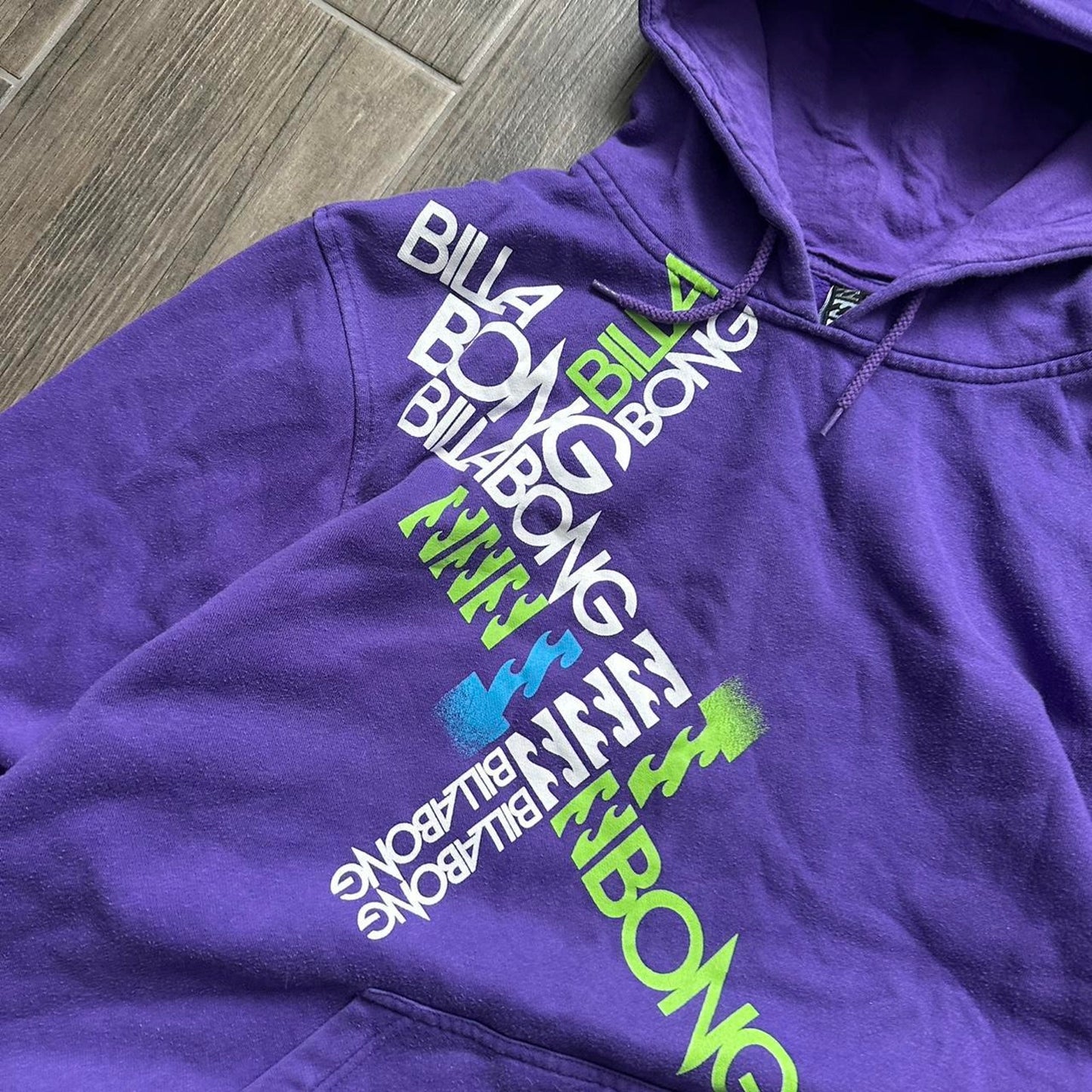 Billabong purple hoodie with green accents
