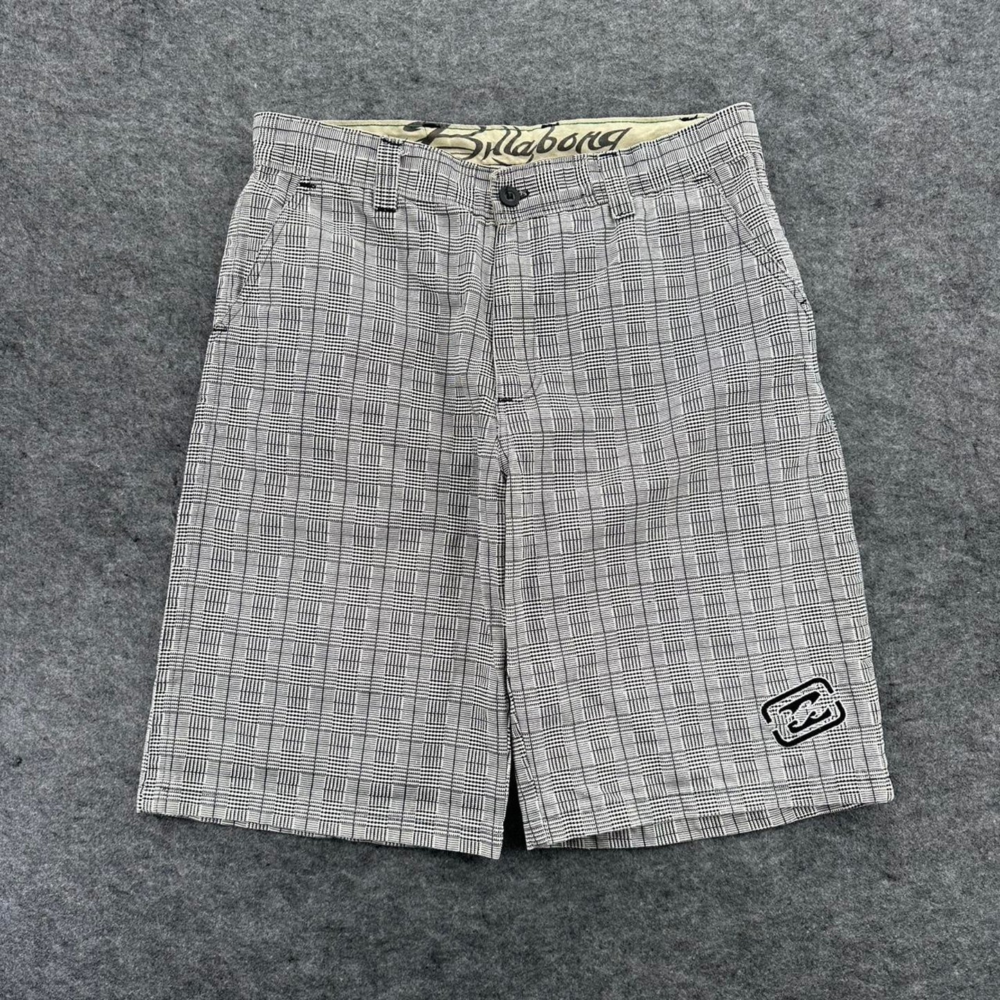 Billabong grey plaid board shorts