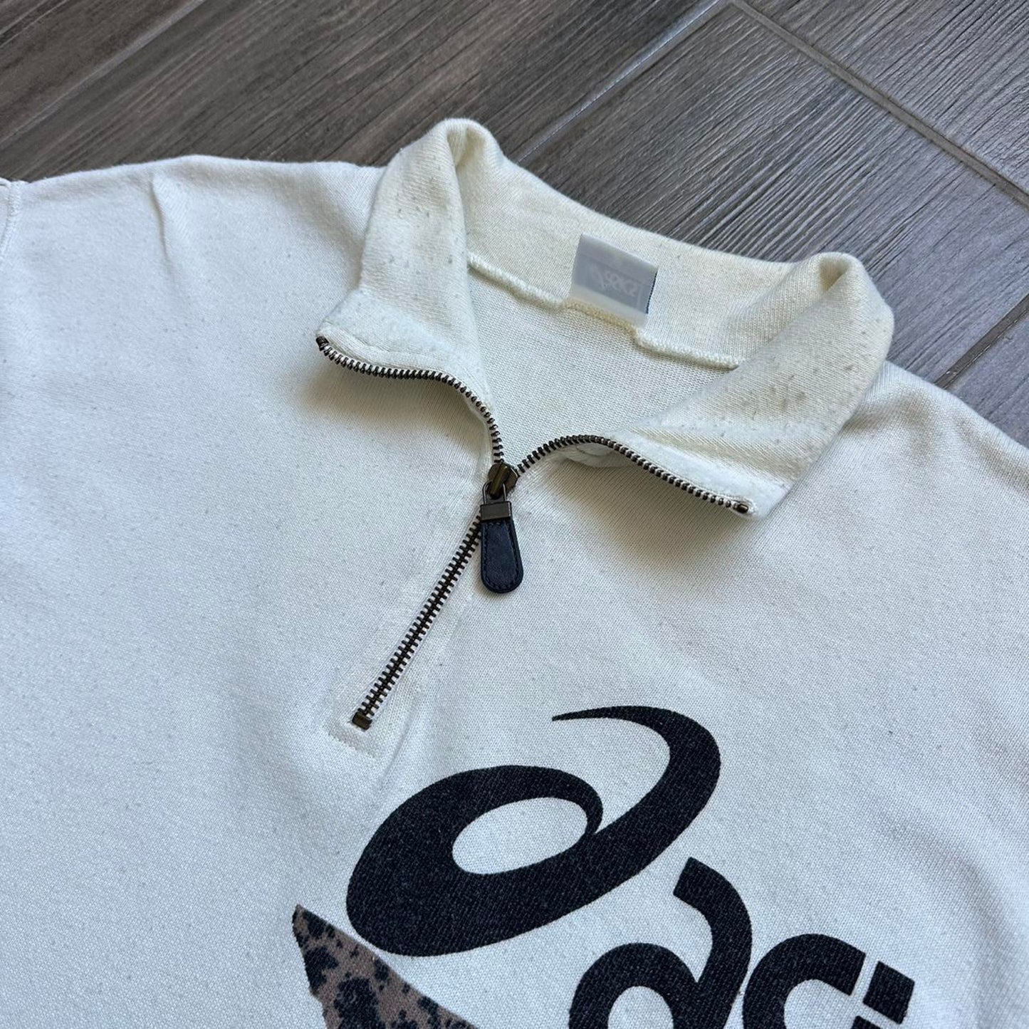90s Asics white quarter zip sweatshirt