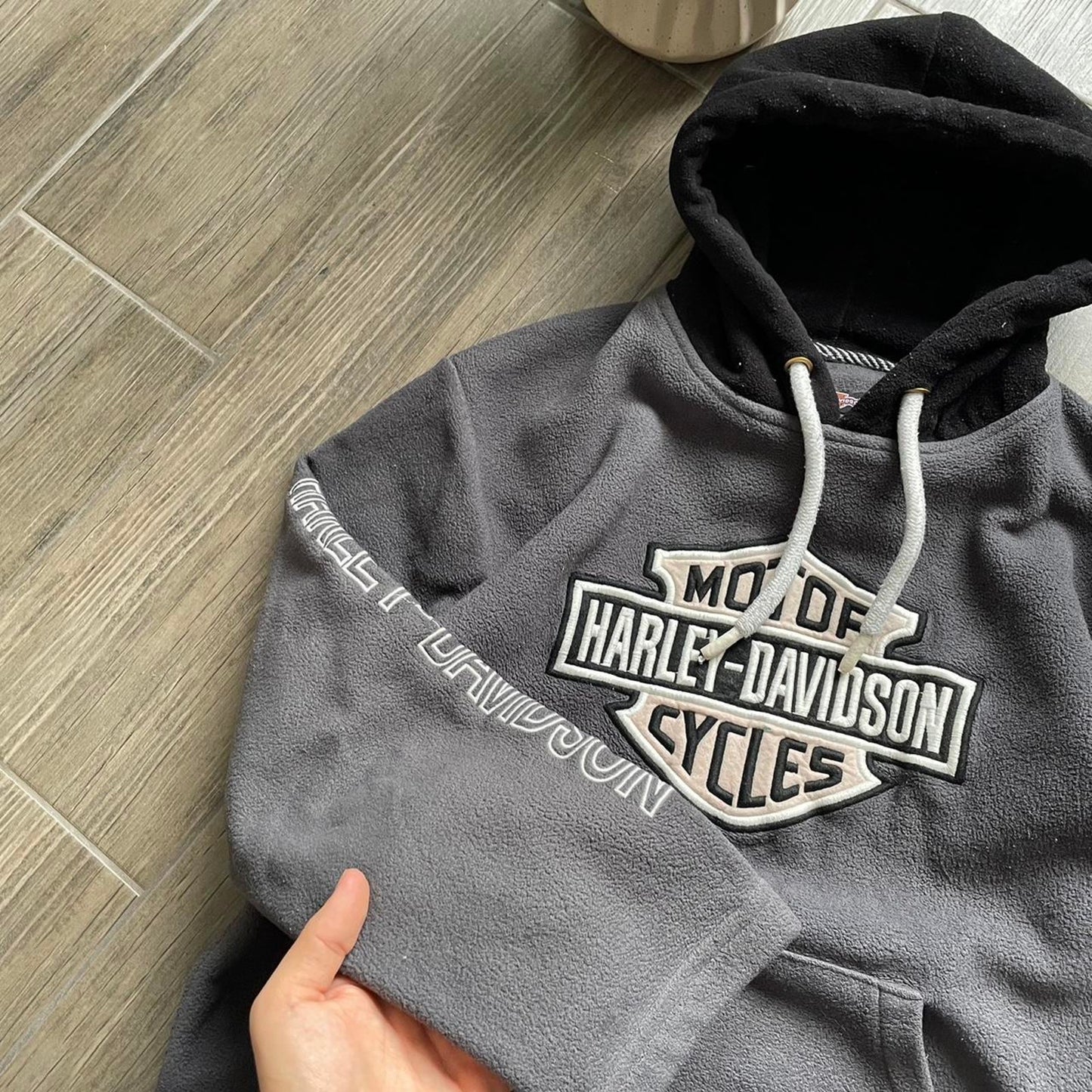 Harley Davidson fleece y2k baggy grey M hoodie